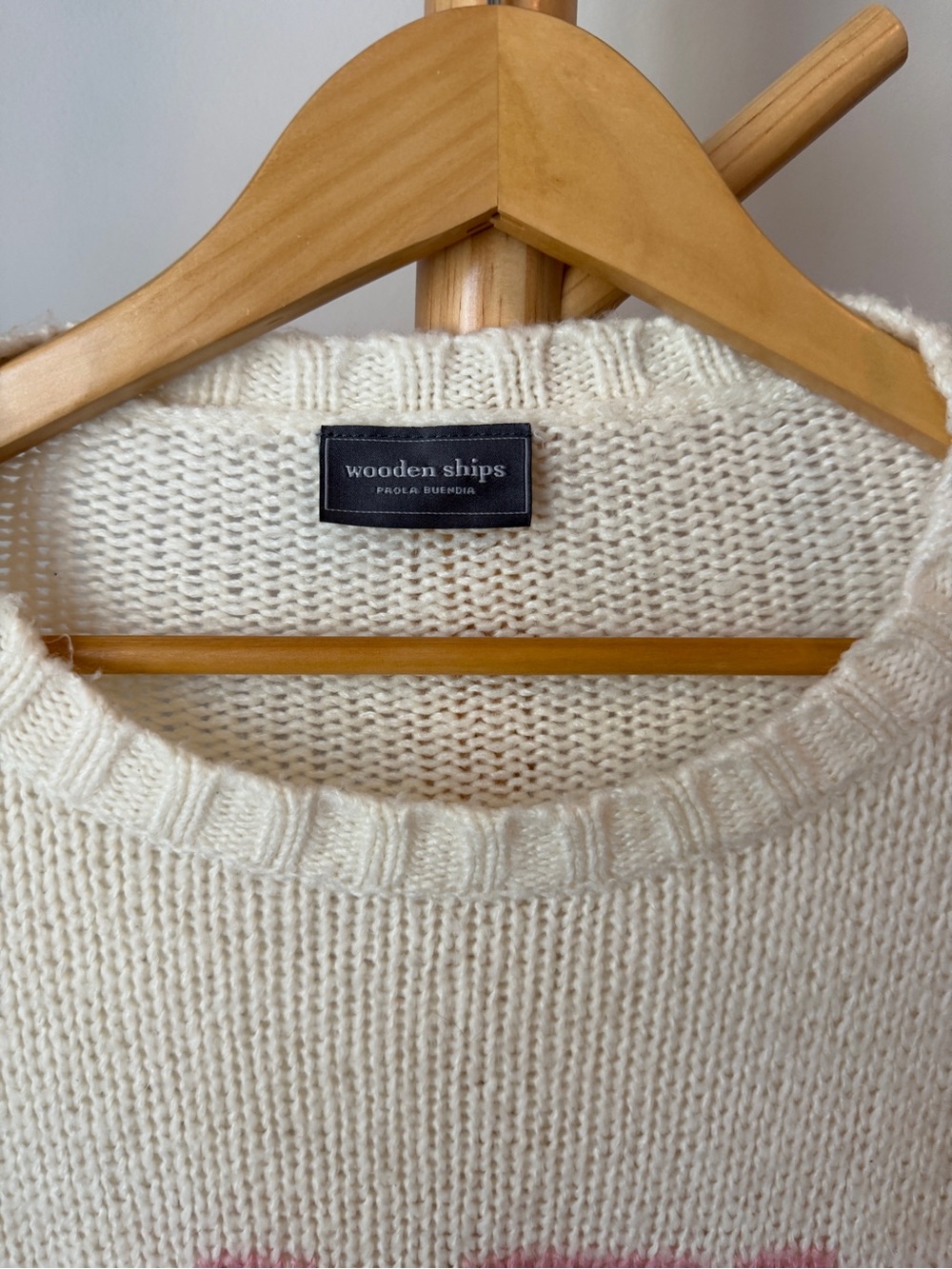 Wooden Ships Lazy Day Sweater Size S/M Mohair Blend Ivory Open Knit Top - Picture 5 of 7